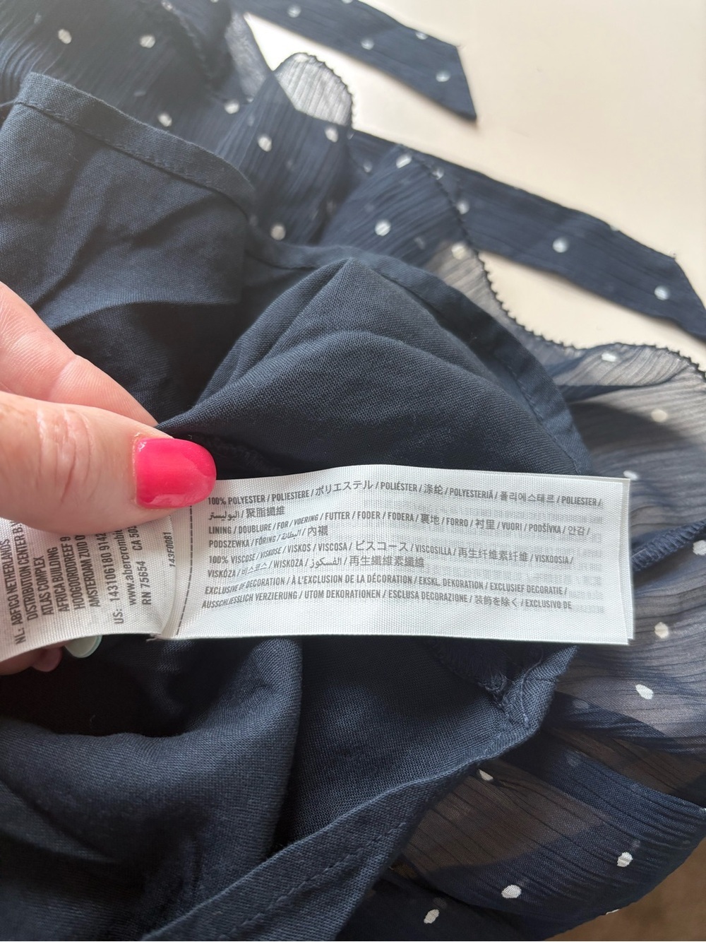 NWT Abercrombie & Fitch Swiss Dot Ruffle Wrap Mini Skirt Navy M - Picture 5 of 5